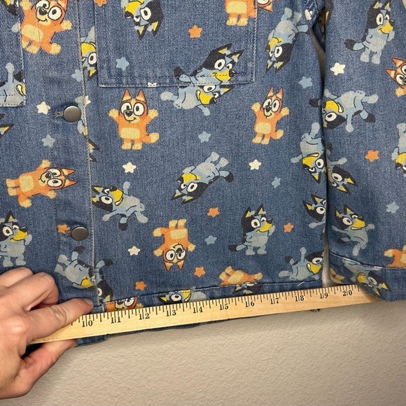 Girls Jean Jacket size XL(14) BLUEY Cartoon Print Denim Bingo Bluey School Coat - Picture 11 of 16